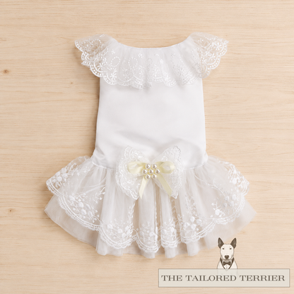 Bridesmaid Dog Dress - White Lace